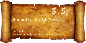 Berente Szilárd névjegykártya